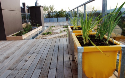 dachterrasse mit wasserbecken