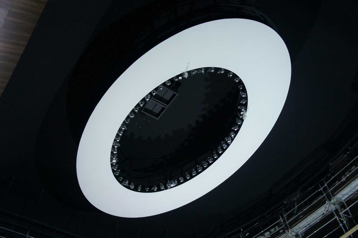 Musiktheater Linz – Die Oper im Vorgarten – Luster im Zuschauerraum – Baustelle